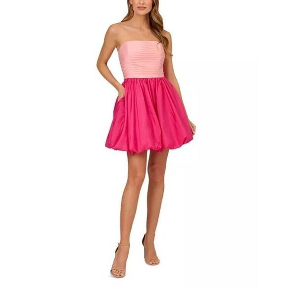 Liv Foster Strapless Taffeta Fit & flare Mini Dress Hot Pink size 6 Party Dress - Picture 1 of 8